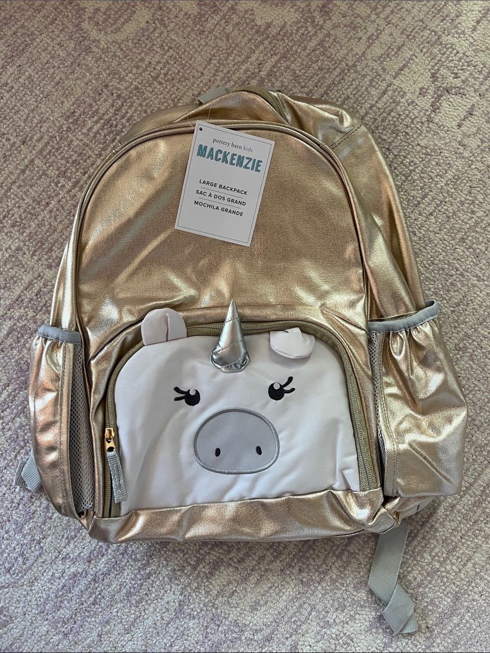 Pottery Barn Kids Metallic Gold Unicorn Backpack